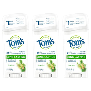 Tom's of Maine Long-Lasting Aluminum-Free Natural Deodorant for Women, Tea Tree, 2.25 oz (Pack of 3) (Packaging May Vary)