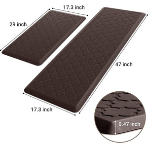 Kitchen Mat [2 PCS] Cushioned Anti-Fatigue Floor Mat, Waterproof Non-Skid Ergonomic Comfort Foam Rugs, Standing Mat for Kitchen, Floor,Office, Sink, Laundry(Chocolate)