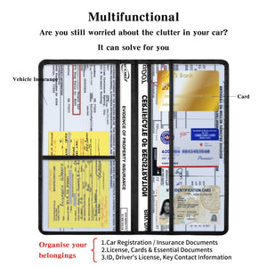 Buy now Leather Car Registration and Insurance Card Holder, Car Document Holder for Cards License with Magnetic Shut (Black, large) at indiglob india