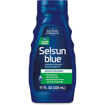 Selsun Blue Moisturizing Antidandruff Shampoo, Maximum Strength Scalp Treatment With Selenium Sulfide, 11 fl. oz.