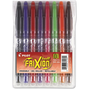 Pilot, FriXion Ball Erasable & Refillable Gel Ink Pens, Fine Point 0.7 mm, Pack of 8, Assorted Colors