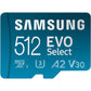 SAMSUNG EVO Select Micro SD-Memory-Card + Adapter, 512GB microSDXC 130MB/s Full HD & 4K UHD, UHS-I, U3, A2, V30, Expanded Storage for Android Smartphones, Tablets, Nintendo-Switch (MB-ME512KA/AM)