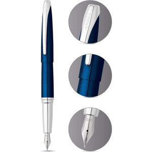 Cross ATX Refillable Fountain Presented in a Luxury Gift Box - Medium Point, Black Ink, Translucent Blue