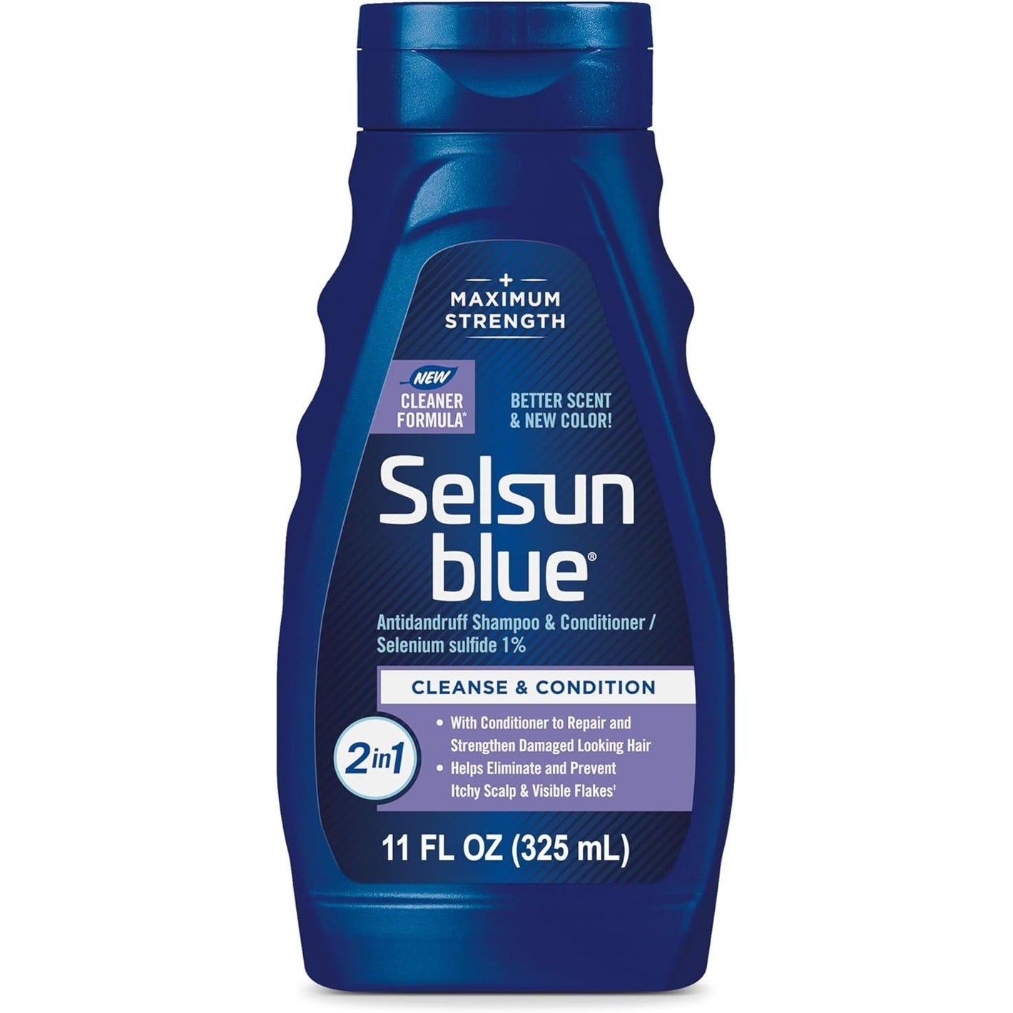 Selsun Blue 2-in-1 Antidandruff Shampoo & Conditioner, Maximum Strength 2-in-1 Treatment With Selenium Sulfide, 11 fl. oz.