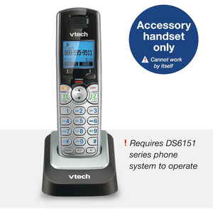 Buy now VTech Accessory Handset for DS6151 Series with 2-Line Cordless Phone, Suitable for Small Business or Home, Answering System, Expandable up to 12 Handsets, Intercom, Conference | DS6101 (Black/Silver) at indiglob india