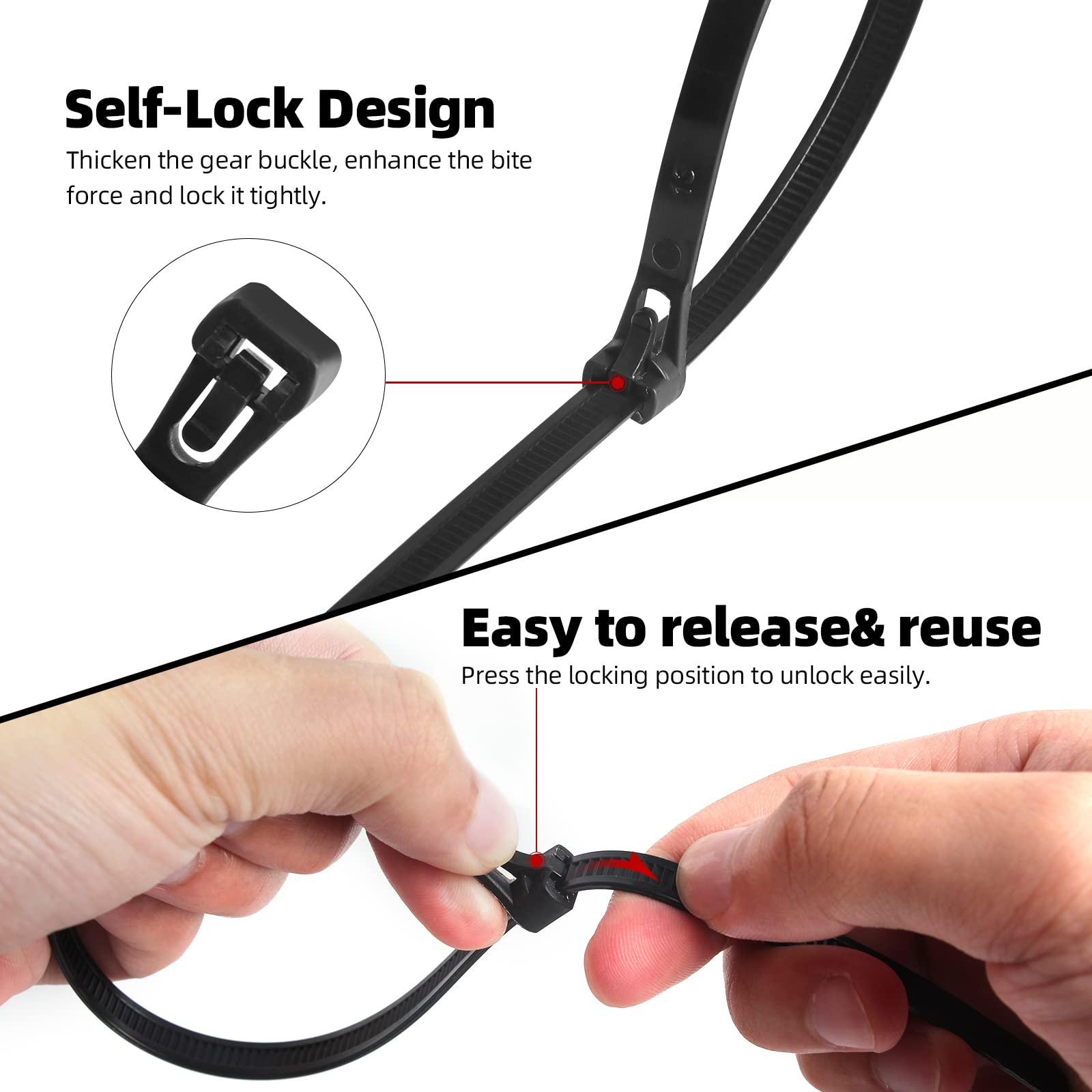 Buy now 100Pcs 8 Inch Heavy Duty Industrial Zip Toes 40lbs Tensile Strength Releasable Black Tie Wraps Reusable Zip Toes Tie Straps For Garden Plant Secure Vine, Home Office at indiglob india