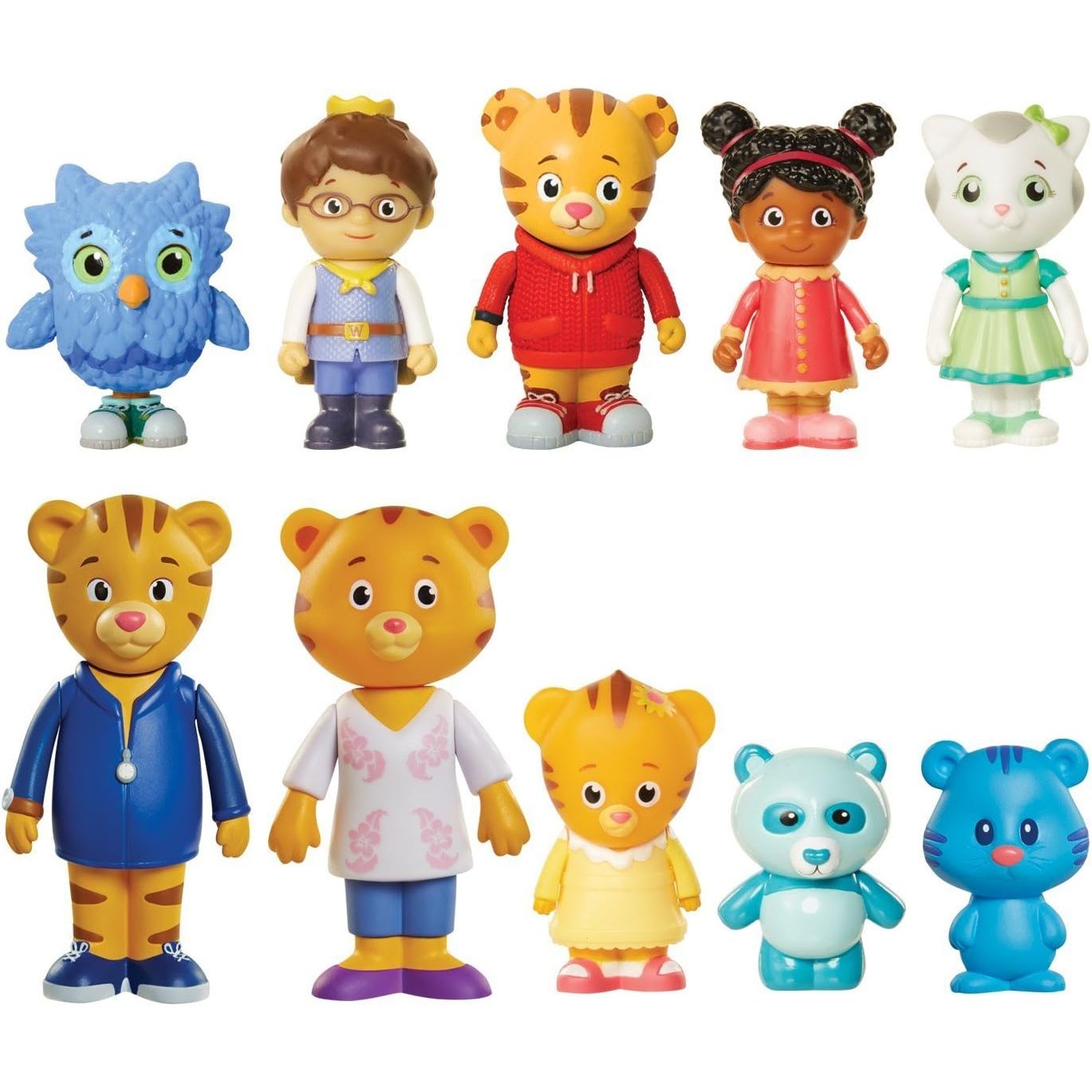Daniel Tiger's Neighborhood Friends & Family Figure Set (10 Pack) Includes: Daniel, Friends, Dad & Mom Tiger, Tigey & Exclusive Figure Pandy [Amazon Exclusive]