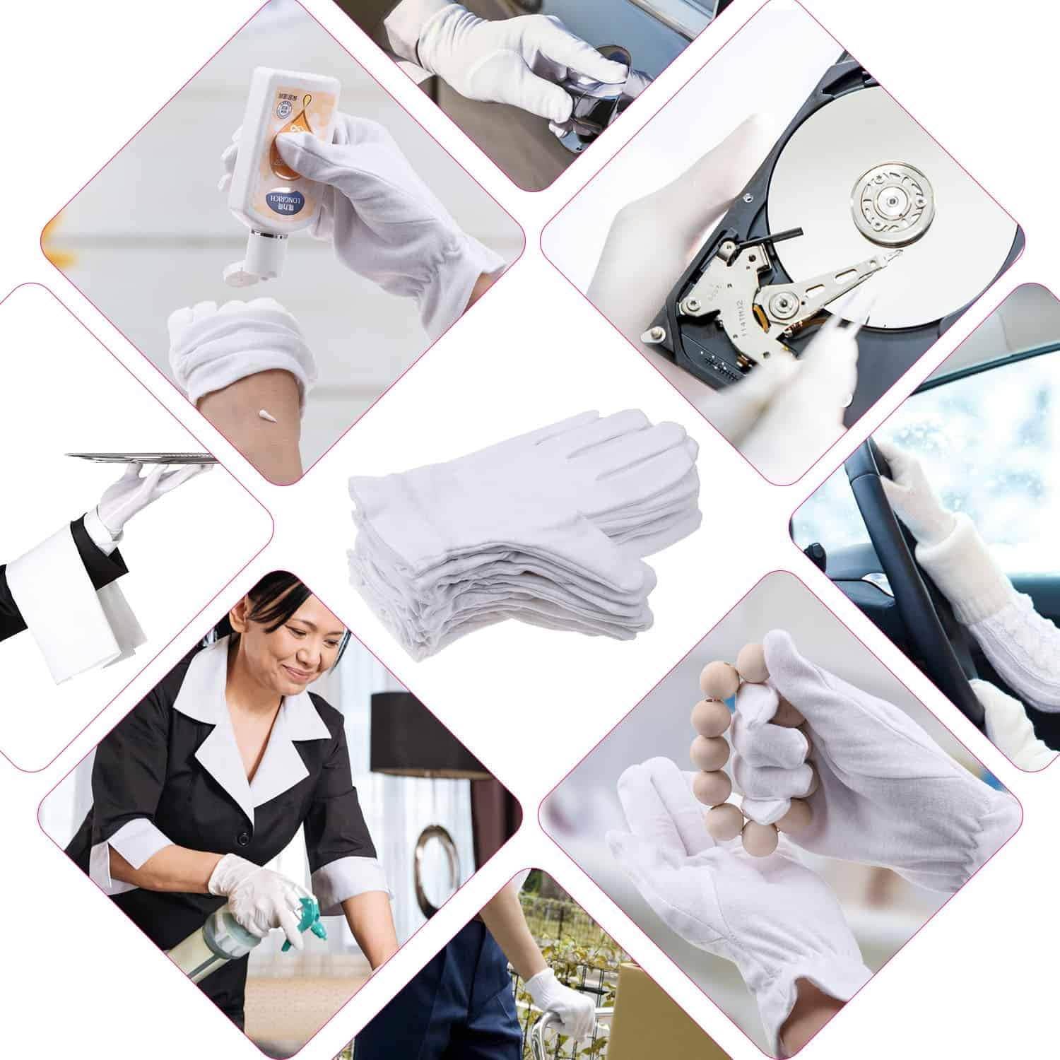 100 Percent Cotton Gloves for Dry Hands Eczema, Selizo 10 Pairs White Cotton Gloves for Women Dry Hands Moisturizing Cosmetic Sensitive Irritated Skin Spa - My Store