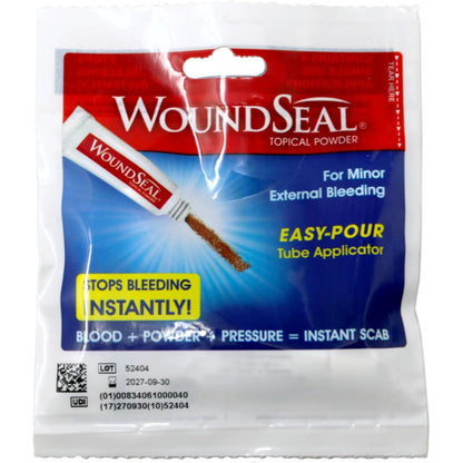WoundSeal Topical Powder Wound Care First Aid for Cuts, Scrapes and Abrasions Single Use, 4 count (Packaging May Vary)