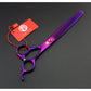 Purple Dragon 8.0 inch Professional Pet Grooming Scissors,Dog Straight Shear, Thinning/Blending Scissor & 2 PCS Curved Shear with Bag (Purple)