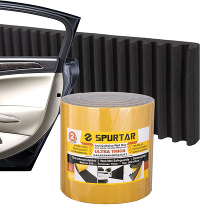 Spurtar Ultra Thick Garage Wall Protector Garage Parking Aid, Self-Adhesive Car Door Protector, Wavy-Mat Wall Padding, Vehicle Door Edge Guards, Bumper Guards Protection Pads, 79" L x 8" W x 3/5"