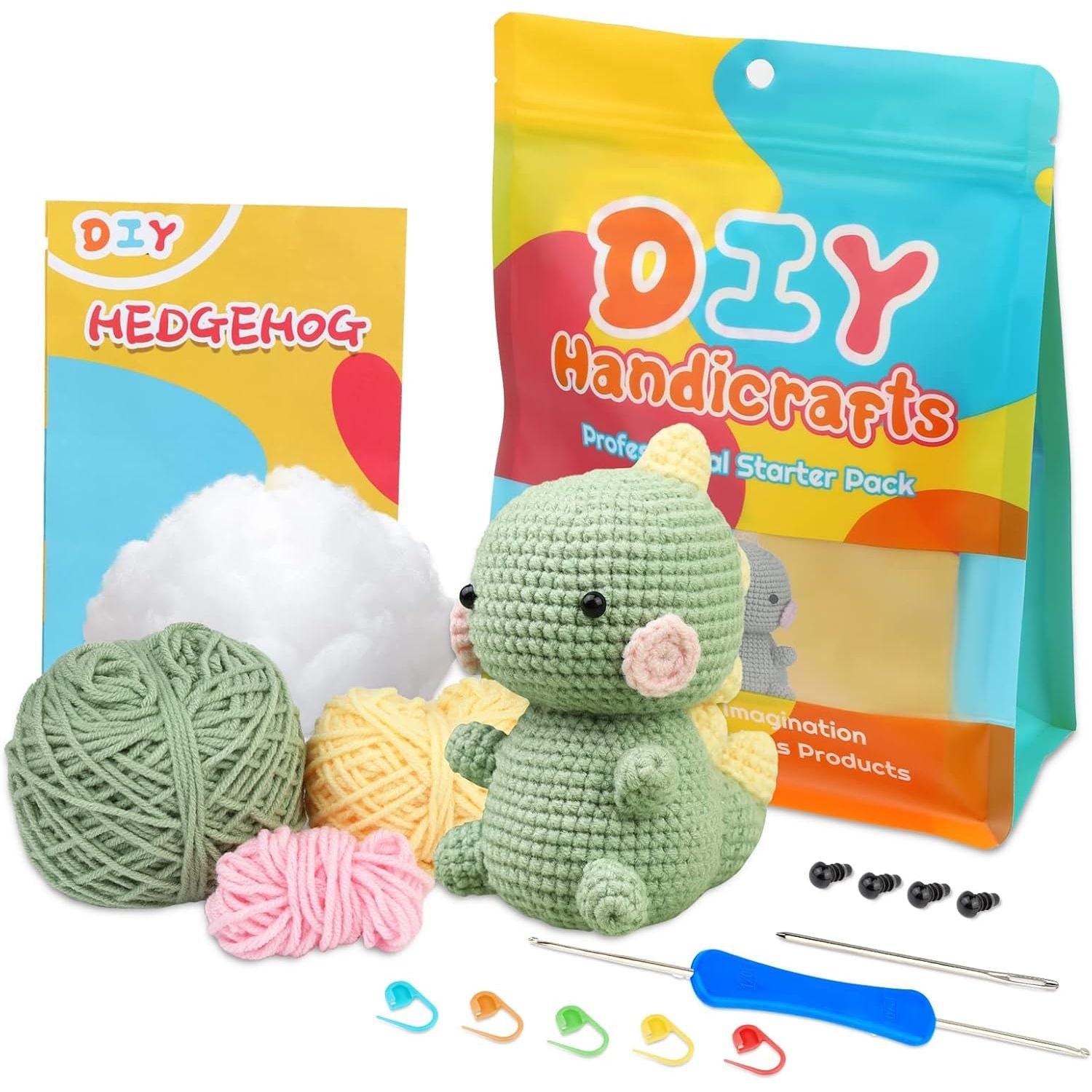 Buy now ZMAAGG Beginners Crochet Kit, Crochet Animal Kit, Knitting Kit with Yarn, Polyester Fiber, Crochet Hooks, Step-by-Step Instructions Video, Crochet Starter Kit for Beginner DIY Craft Art (Penguin) Green Dinosaur at indiglob india