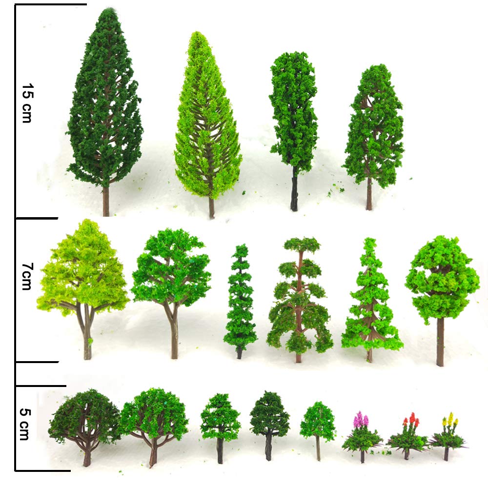 Buy now Tazimi 60 Pieces Model Trees 1.36-6 inch Mixed Model Tree Train Scenery Architecture Trees Fake Trees for DIY Crafts, Building Model, Scenery Landscape Natural Green at indiglob india