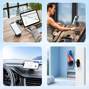 Magnetic Phone Holder for Car - Folding Car Phone Mount Adapter Dual Metal Magnetic Phone Holder Stand for Magsafe iPhone and All Android Smartphones