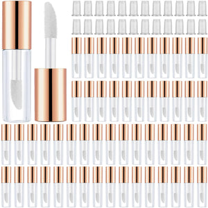 Patelai 100 Pieces 1.2 ml Clear Mini Lip Gloss Tube Refillable Empty Lip Balm Gloss Containers for Women Girls DIY Makeup, Rose Gold