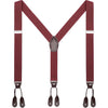AWAYTR Mens Brown Button End Suspenders - Adjustable Elastic Y Shape Tuxedo Suspender - Wine Red