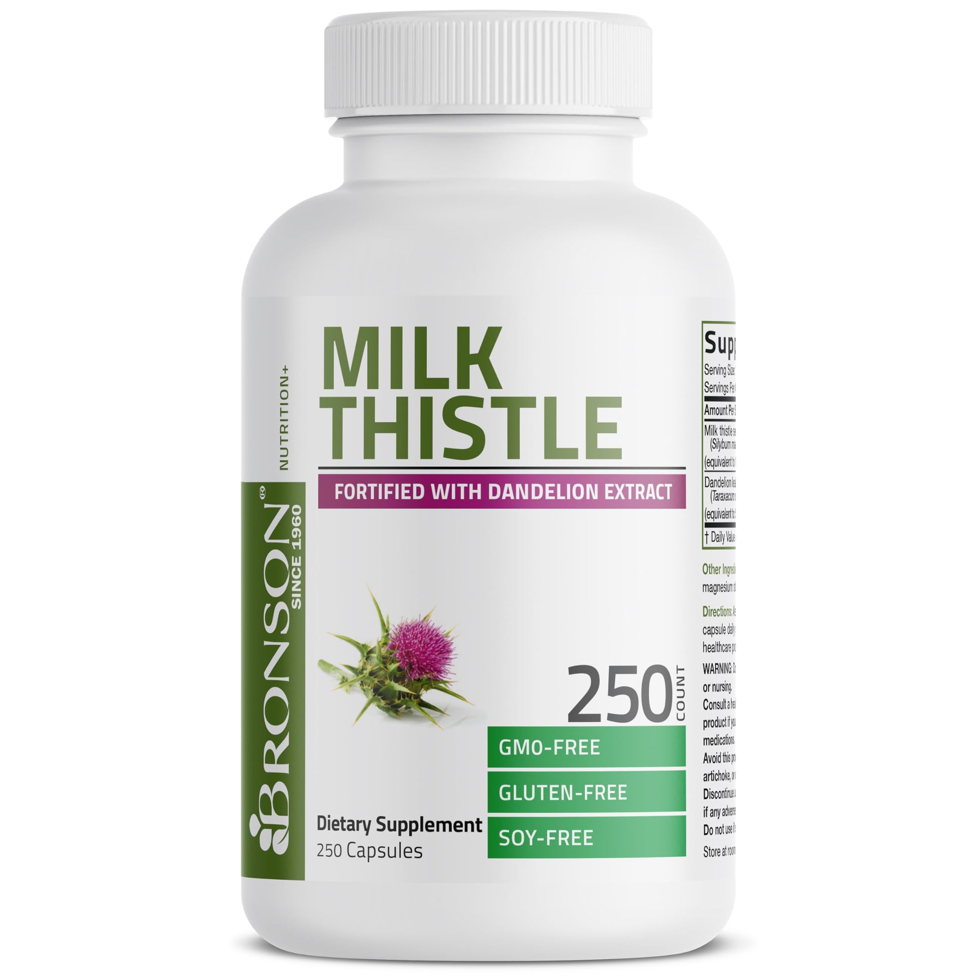 Buy now Bronson Milk Thistle Silymarin Marianum & Dandelion Extract Liver Health Support, Antioxidant Support, Detox, 250 Capsules at indiglob india