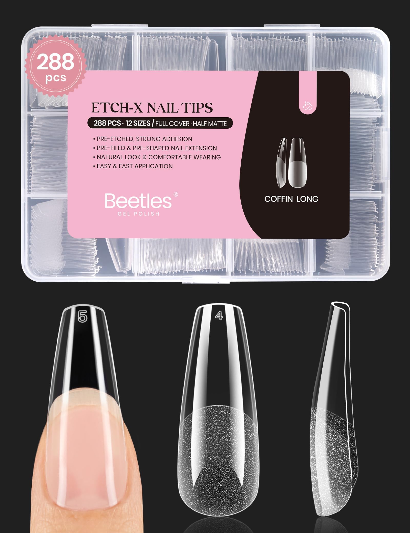 Buy now beetles Gel Polish 2Pcs 15ml Nail Glue Kit for Acrylic Nails, 5 in 1 Super Strong Brush in Nail Gel Glue for False Nails Tips and Gel Nail Polish Led Lamp Required 2-3-Coffin Long 288pcs (Etch X Nail Tips) at indiglob india