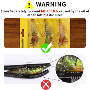 TRUSCEND Pre-rigged Fishing Jig Lures for Freshwater and Saltwater, Innovative Super Durable TPE Bass Lures, Lifelike Shrimp Crayfish Swimbait, Weedless Lure for Crappie Trout Walleye, Keep Separately