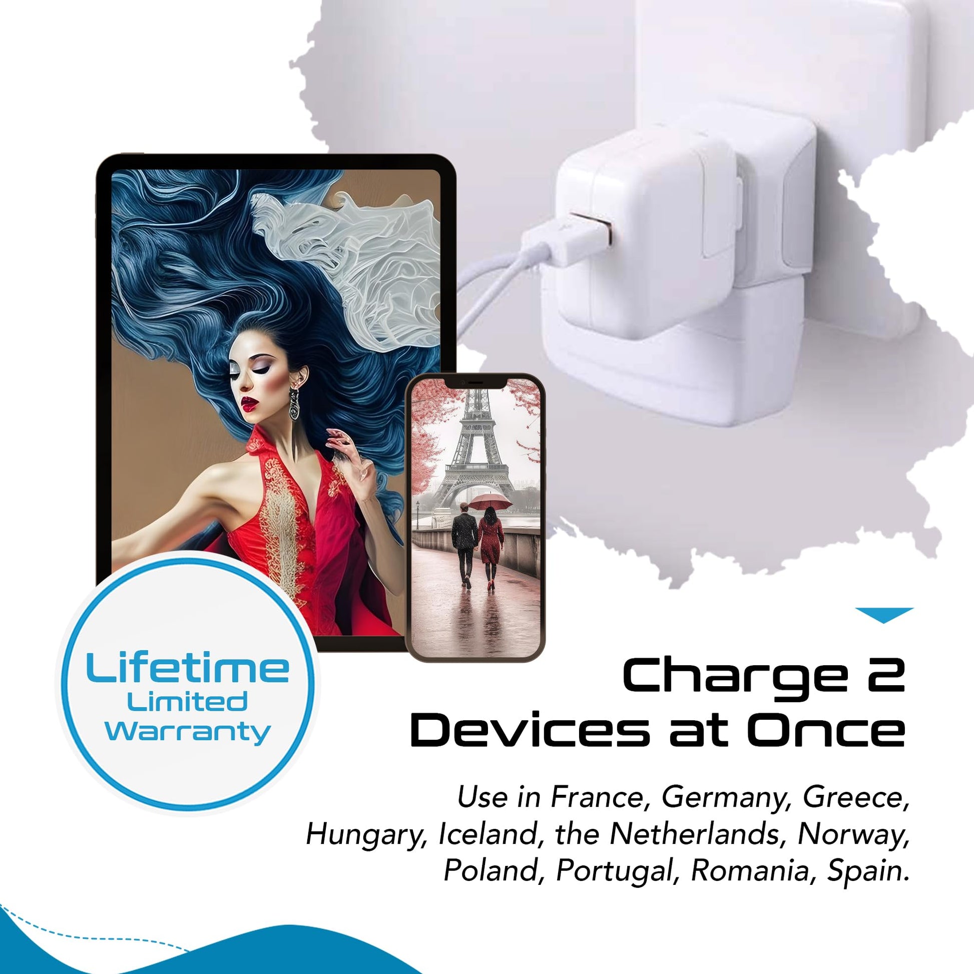 Buy now Ceptics Schuko Germany, France Plug Adapter, Dual Input - Ultra Compact Light Weight - Usa to Russia, South Korea Travel Adaptor Plug - Type E/F (3 Pack) at indiglob india