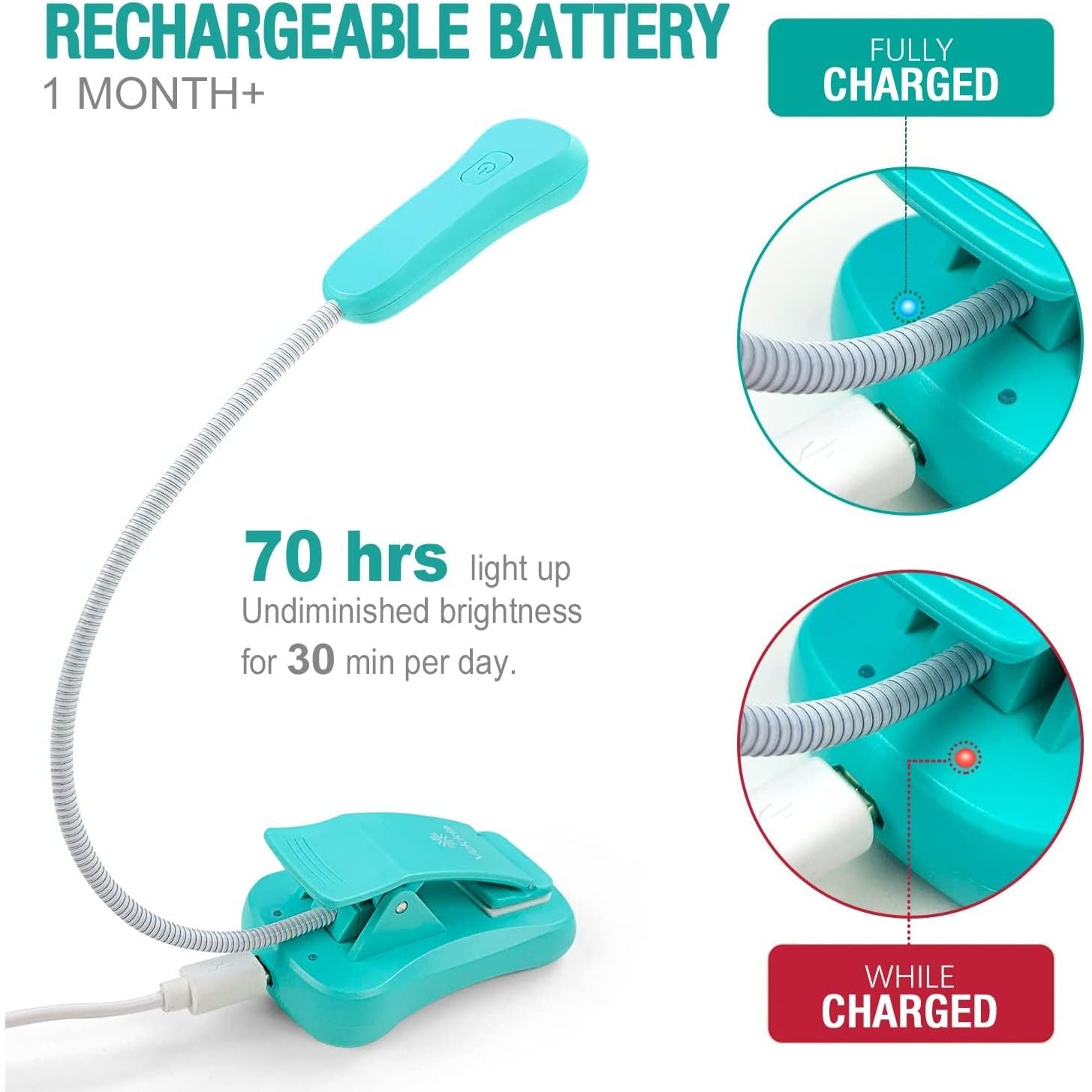 Buy now Vekkia Rechargeable Book Light for Reading in Bed, 3 Color x 3 Brightness, Lightweight Reading Light, Up to 70 Hours Lighting, Great for Readers, Travel (Blue) at indiglob india