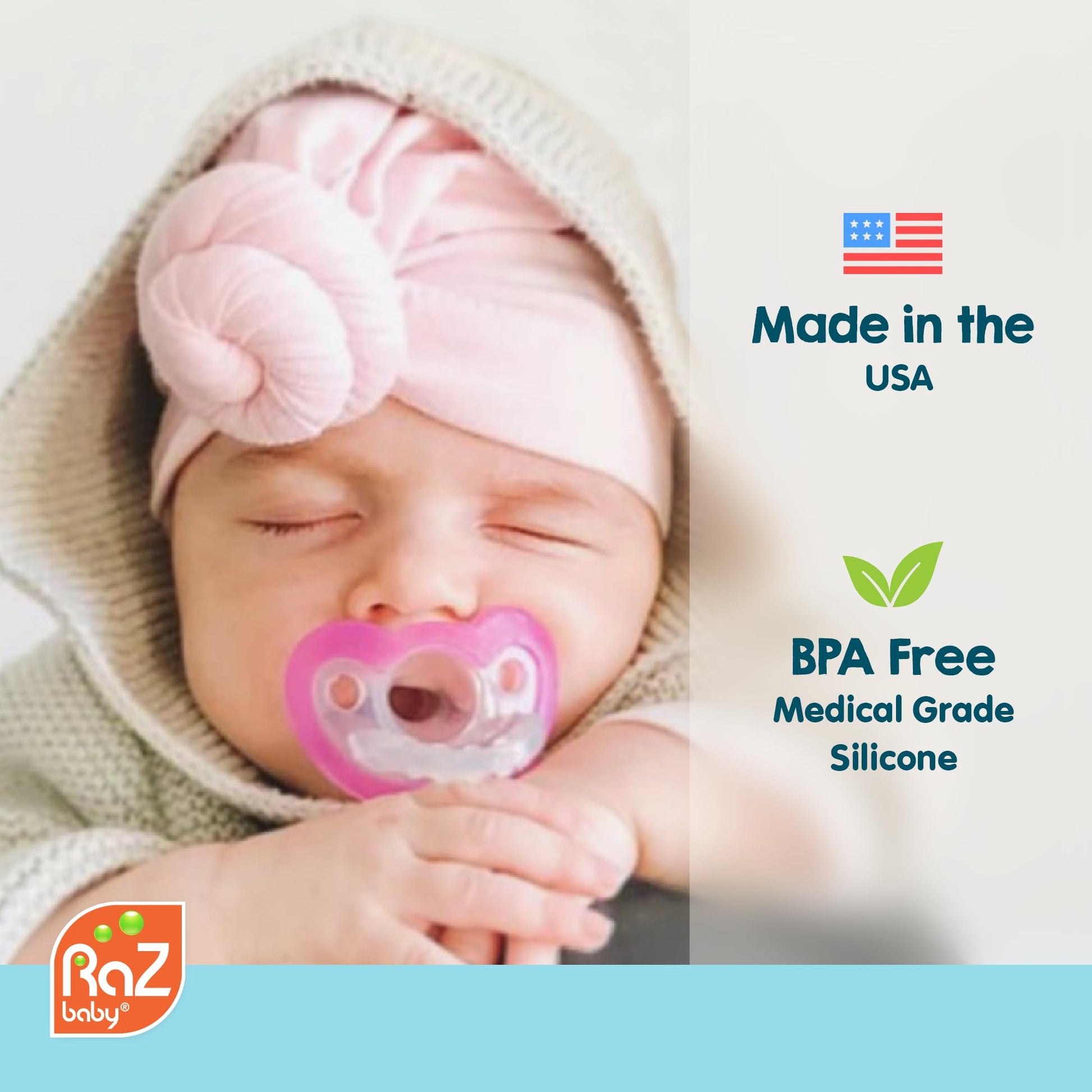 Buy now RaZbaby Jollypop Pacifier for Babies 3 Months and Up, USA Made, Natural Shaped Orthodontic Binky, Lovingly Shared in NICUs & Hospitals Worldwide, Medical-Grade 100% BPA-Free - 2 Pack - Pink at indiglob india