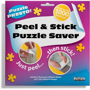 Puzzle Presto Peel & Stick Saver: The Original and Still the Best Way to Preserve Your Finished Puzzle! - 6 Adhesive Sheets and 2 Adhesive Hangers