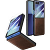 Foluu for Samsung Galaxy Z Flip 5 5G Case, Leather Case, PU Leather + Hard PC Shell Ultra Thin Slim Durable Protective Phone Case Cover for Samsung Galaxy Z Flip5 5G 2023 (Brown) - Z Flip 7 2025-Brown