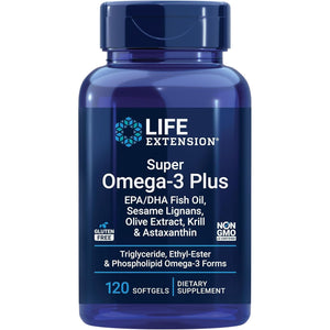Life Extension Super Omega-3 Plus EPA/DHA Fish Oil, Sesame Lignans, Olive Extract, Krill & Astaxanthin - Heart, Brain & Joint Health Support - Gluten-Free, Non-GMO - 120 Softgels