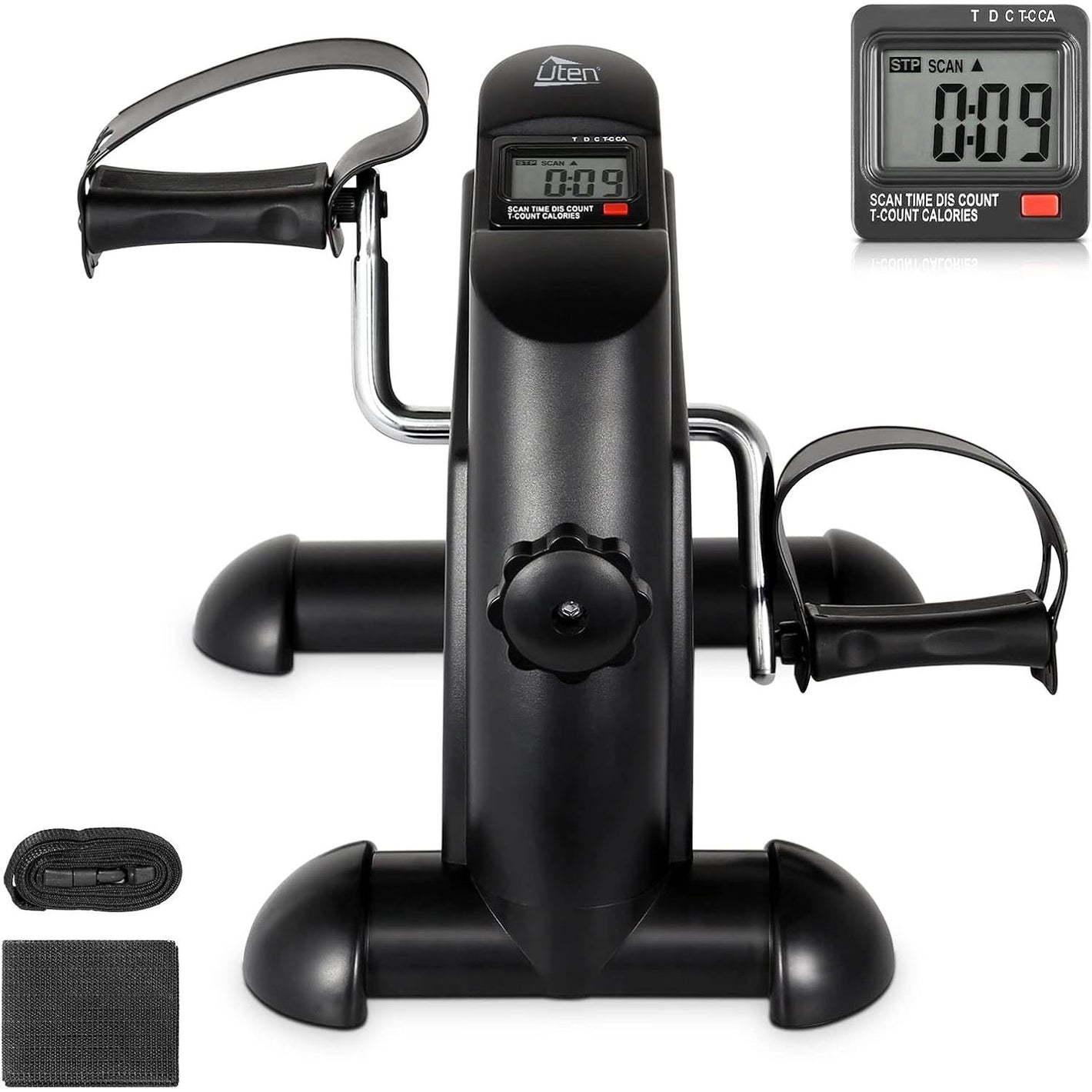 Uten Mini Exercise Bike, Under Desk Bike, Arm & Leg Peddler Machine with LCD Screen Displays, Portable Cycle