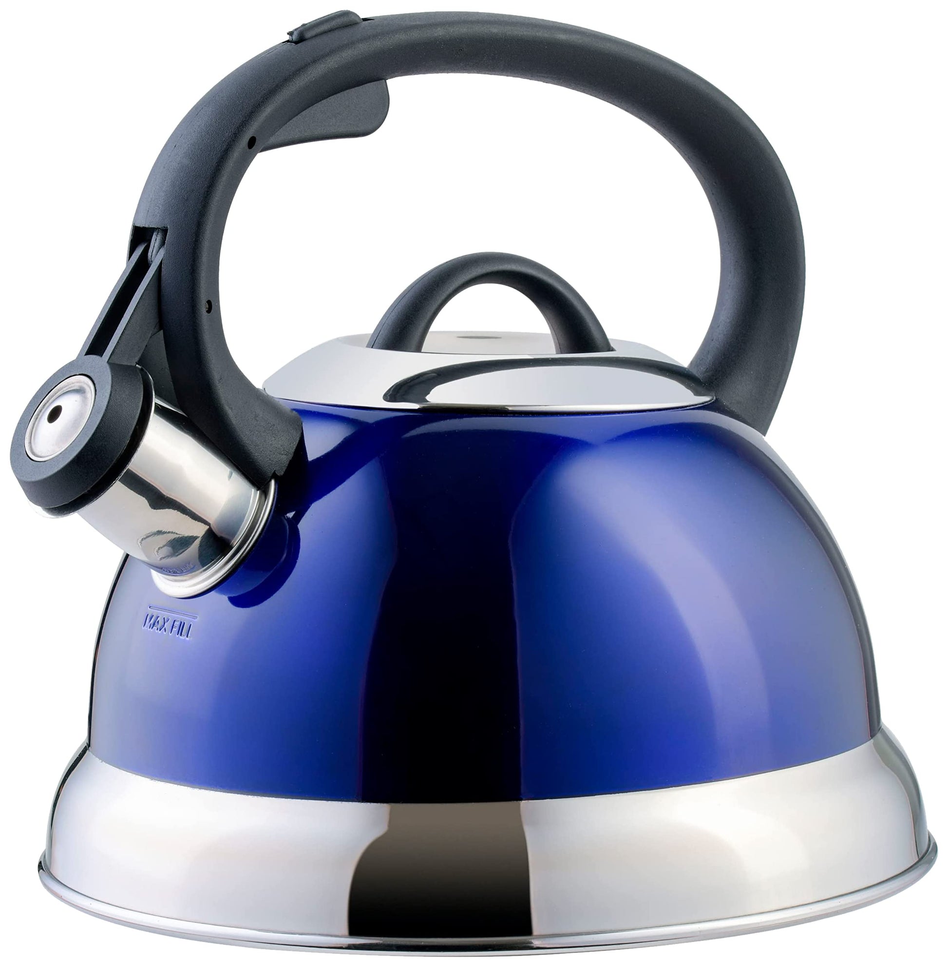 Buy now Mr. Coffee Flintshire 1.75-Quart Stainless Steel Whistling Tea Kettle – Brushed Satin Finish Stove-Top Kettle for Boiling Water 1.8 Quarts Metallic Royal Blue at indiglob india