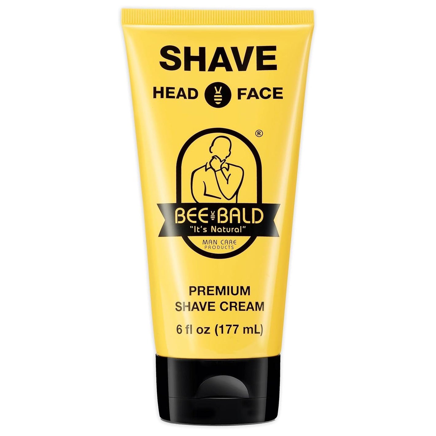 Bee Bald SHAVE Premium Shaving Cream Goes On Light & Slick That's Incredibly Smooth & Quick For Both Face And Head, 6 Fl Oz