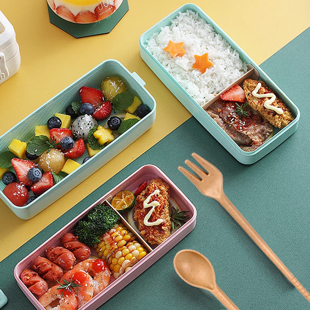 Buy now Iteryn Bento Adults Lunch Box, Stackable Bento Box, 3-In-1 Compartment - Wheat Straw, Leakproof Bento Lunch Box Meal Prep Containers at indiglob india