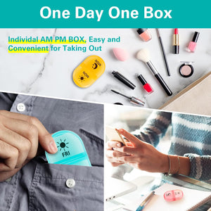Fullicon Pill Organizer 2 Times a Day, Weekly Pill Box AM PM Daily Pill Cases Medicine Box