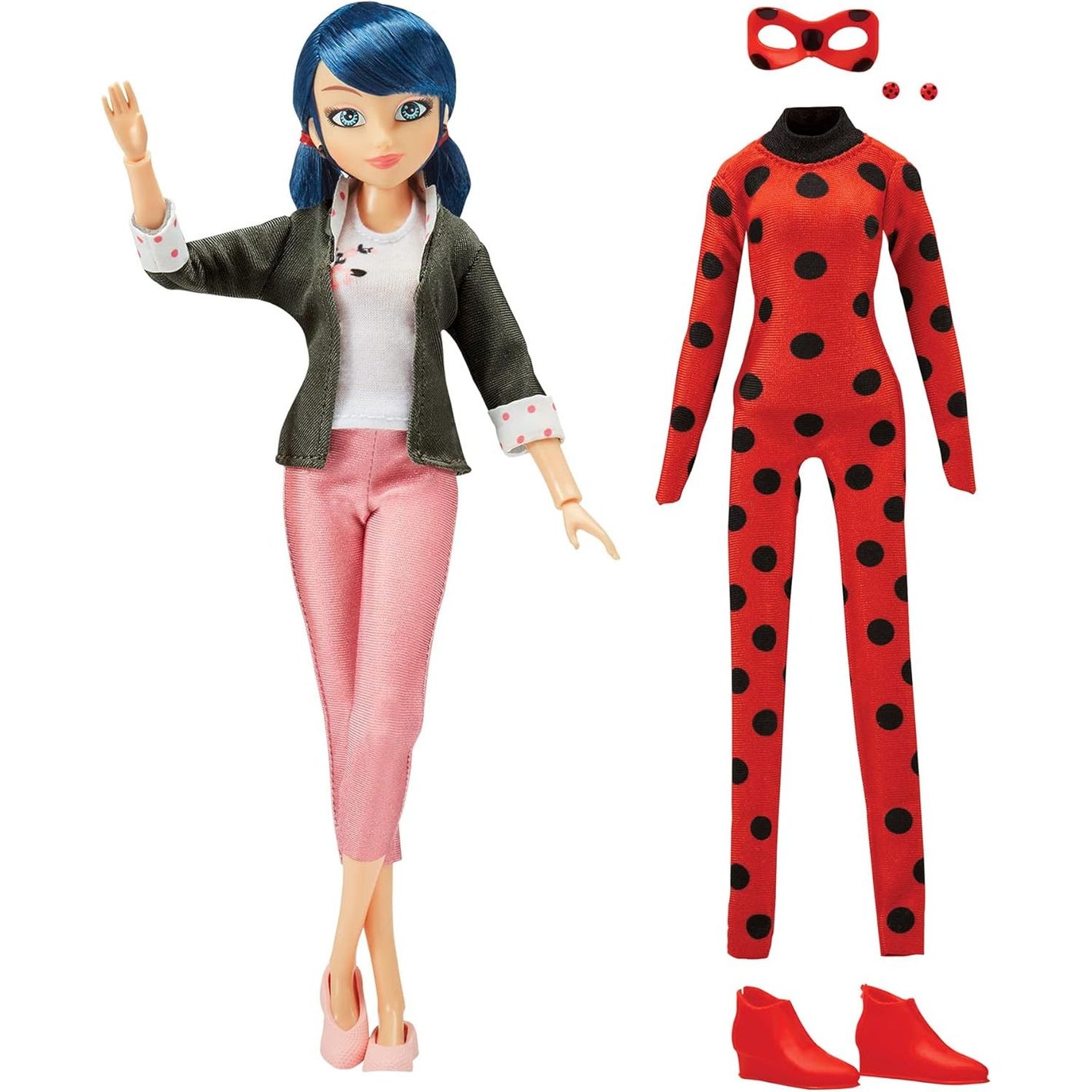 Miraculous Cat Ladybug Superhero Secret Marinette with Ladybug Fashion Outfit by Playmates Toys