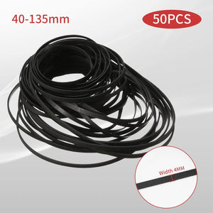 Recorder Rubber Belt - Cassette Recorder Repair Maintenance Mix Flat Cassette Tape Machine Rubber Belts 40-135 MM (50PCS) (Width 4MM)
