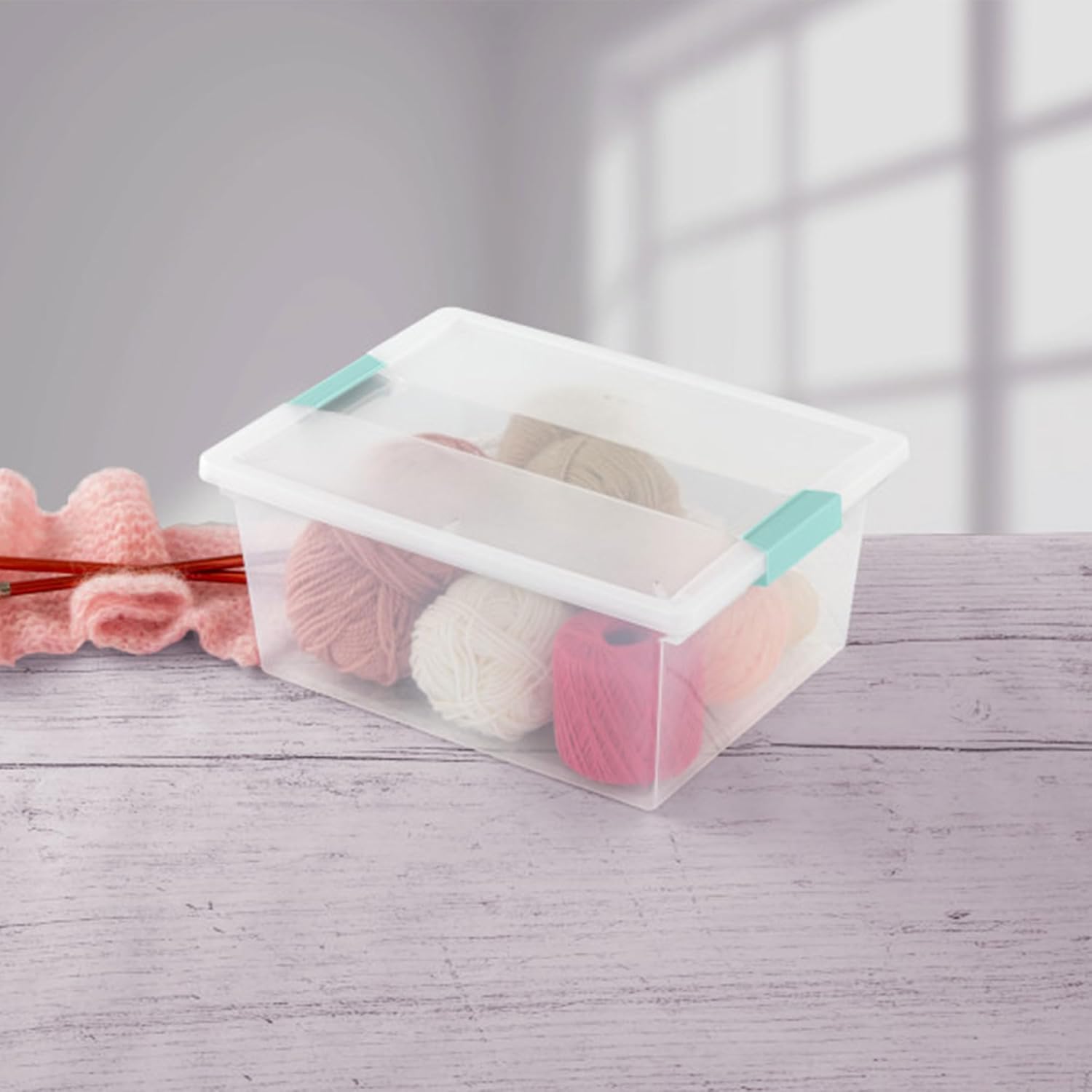 Buy now Sterilite 4-Pack Clip Box, Stackable Clear Plastic Bins with Latching Lids, Deep - Writing, Arts or Crafts Supplies Storage Containers for Home, Office, Classroom and Workshop Organization at indiglob india