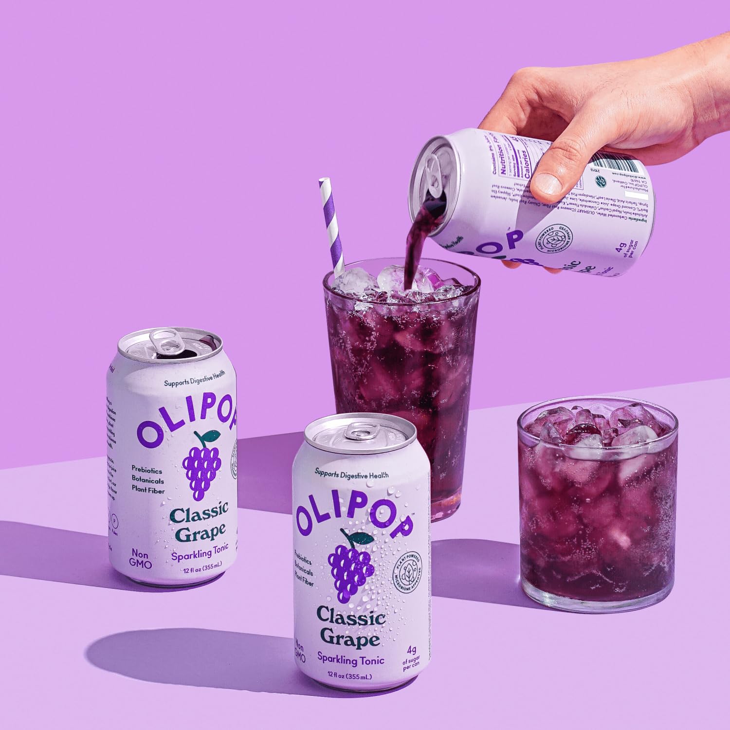Buy now OLIPOP - Classic Grape Sparkling Tonic, Healthy Soda, Prebiotic Soft Drink, Aids Digestive Health & Immune Health, High in Plant Fiber, Caffeine Free, Low Calorie, Low Sugar 12 oz at indiglob india
