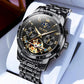 Buy now OLEVS Mens Automatic Watches Skeleton Tourbillon Mechanical Self Winding Luxury Dress Wrist Watch Moon Phase Day Date Waterproof Luminous at indiglob india