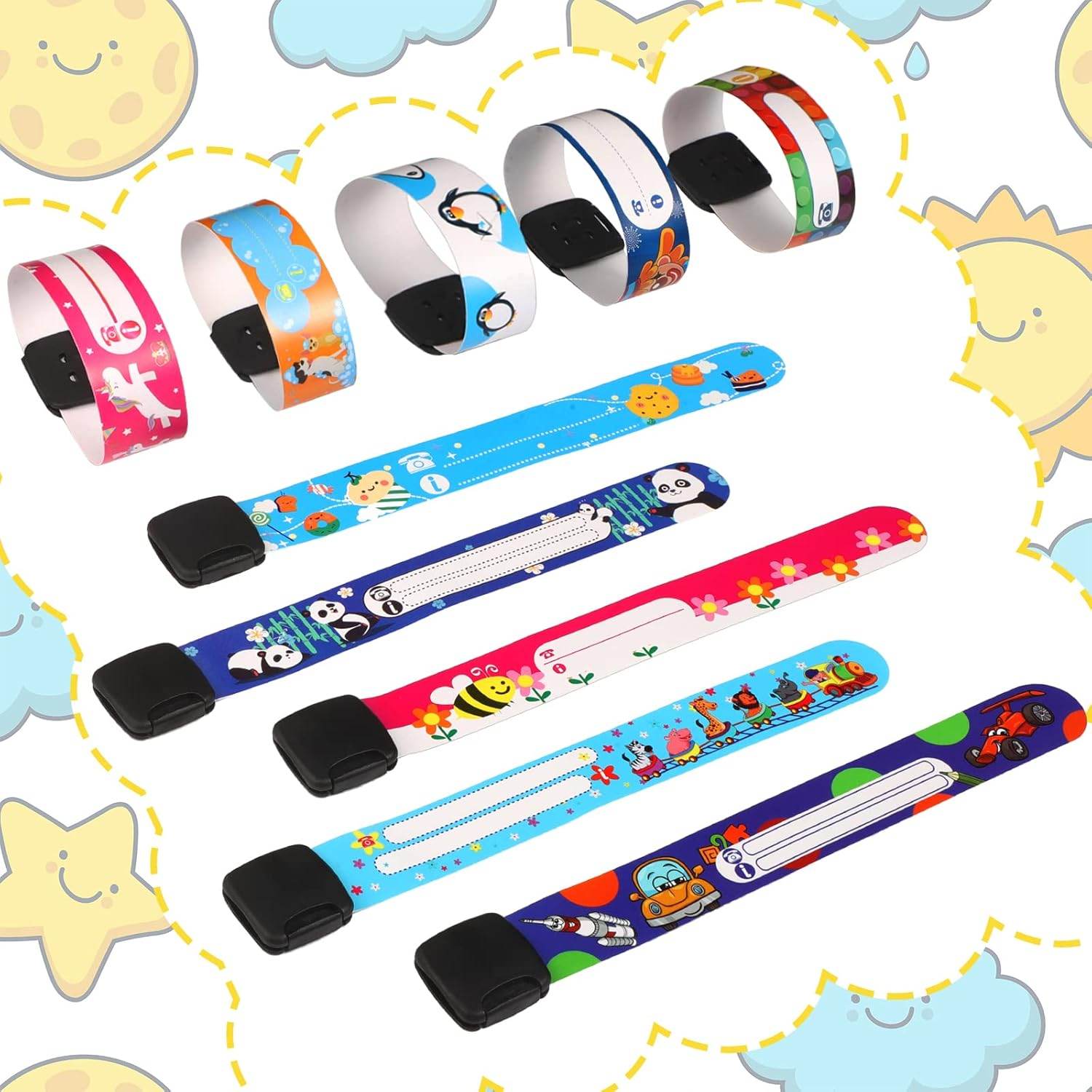 14 Pieces Children Safety ID Wristband Reusable Identification Bracelets Waterproof ID Band Safety Wristband for Boys and Girls (Delicate Style) - My Store