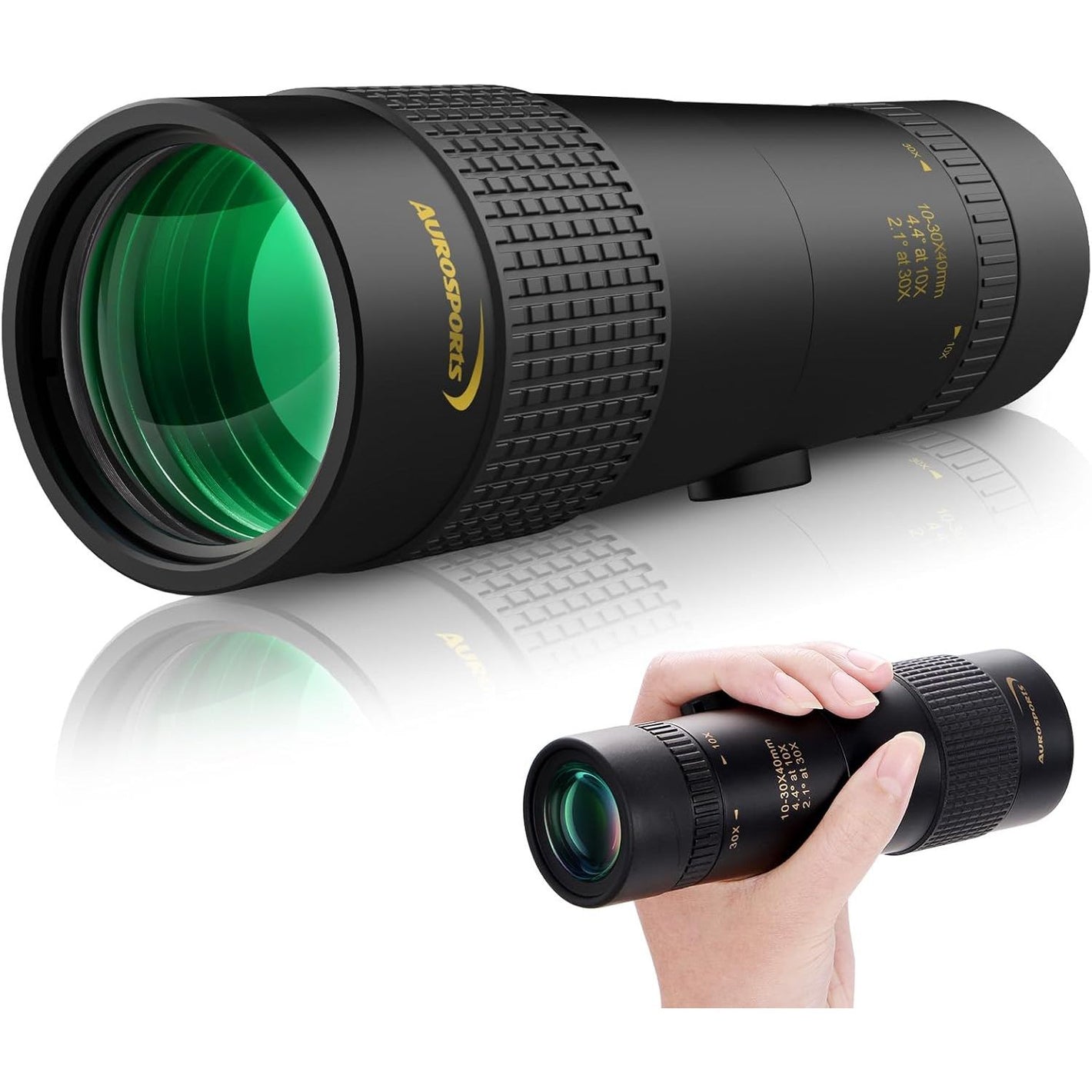 Aurosports 10-30x40 Zoom Monocular for Adults, Monocular Telescope High Power with Bak4 Prism, Compact Monoculars for Bird Watching Traveling Hunting Camping