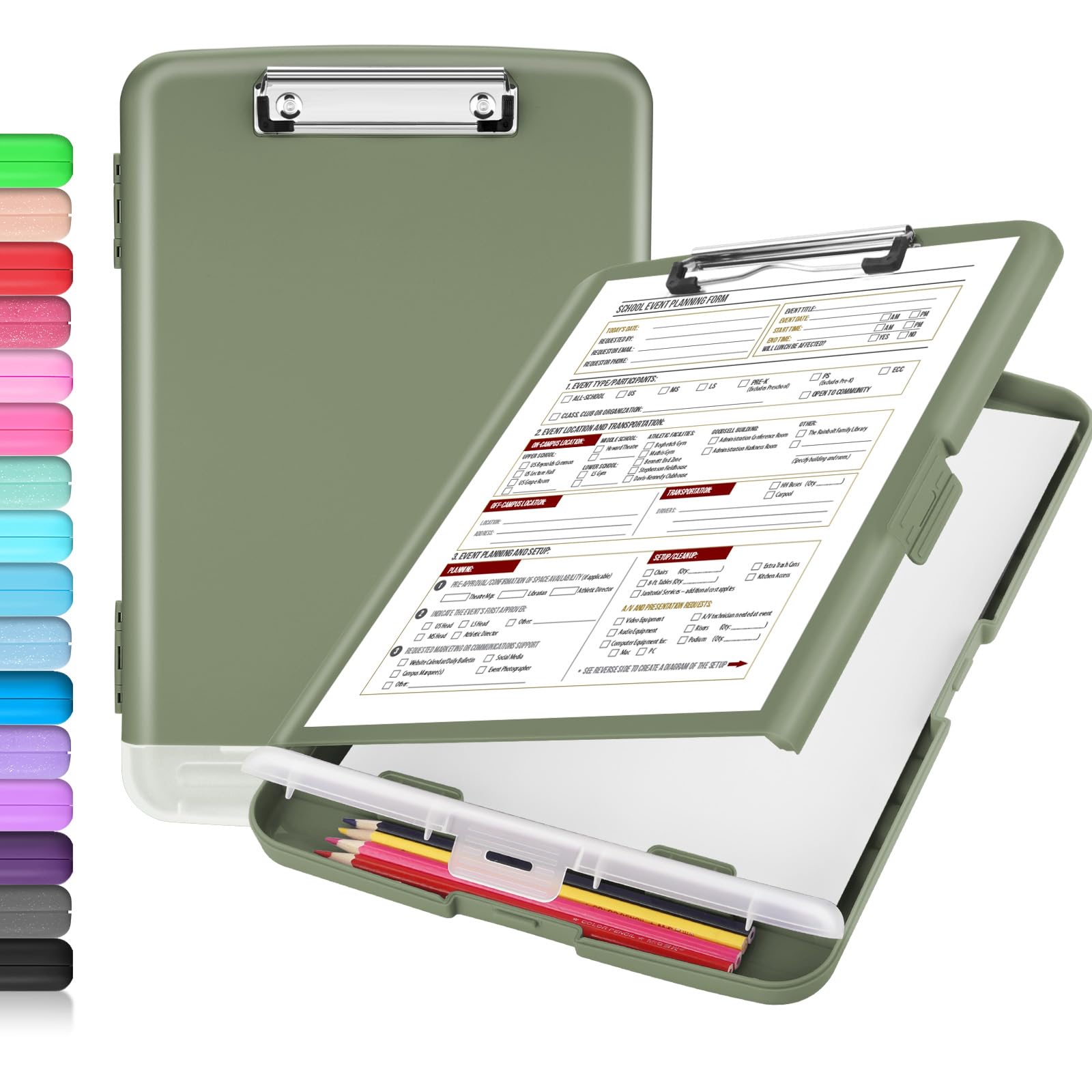 Buy now Sooez Clipboard with Storage, Clip Board 8.5 x 11 with Pen Holder, Plastic Organization Case Box for Letter Legal A4 Size Paper, Low Profile Clip, Nurses Teachers Must Haves, School & Office Supplies at indiglob india