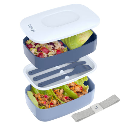 Buy now Bentgo Classic - Adult Bento Box, Stackable 3-Compartment Lunch Box with Removable Utensil Set and Sealing Strap, BPA-Free, Food Container Ideal for Meal Prep, Work, and On the Go (Blush Marble) Slate at indiglob india