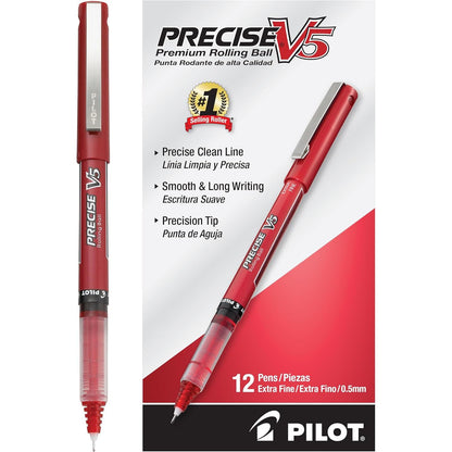 Pilot Precise V5 Rollerball Pens, Extra Fine Point 0.5 mm Blue Pens, Blue, Pack of 12 - Ideal for School, Journaling & Office Writing