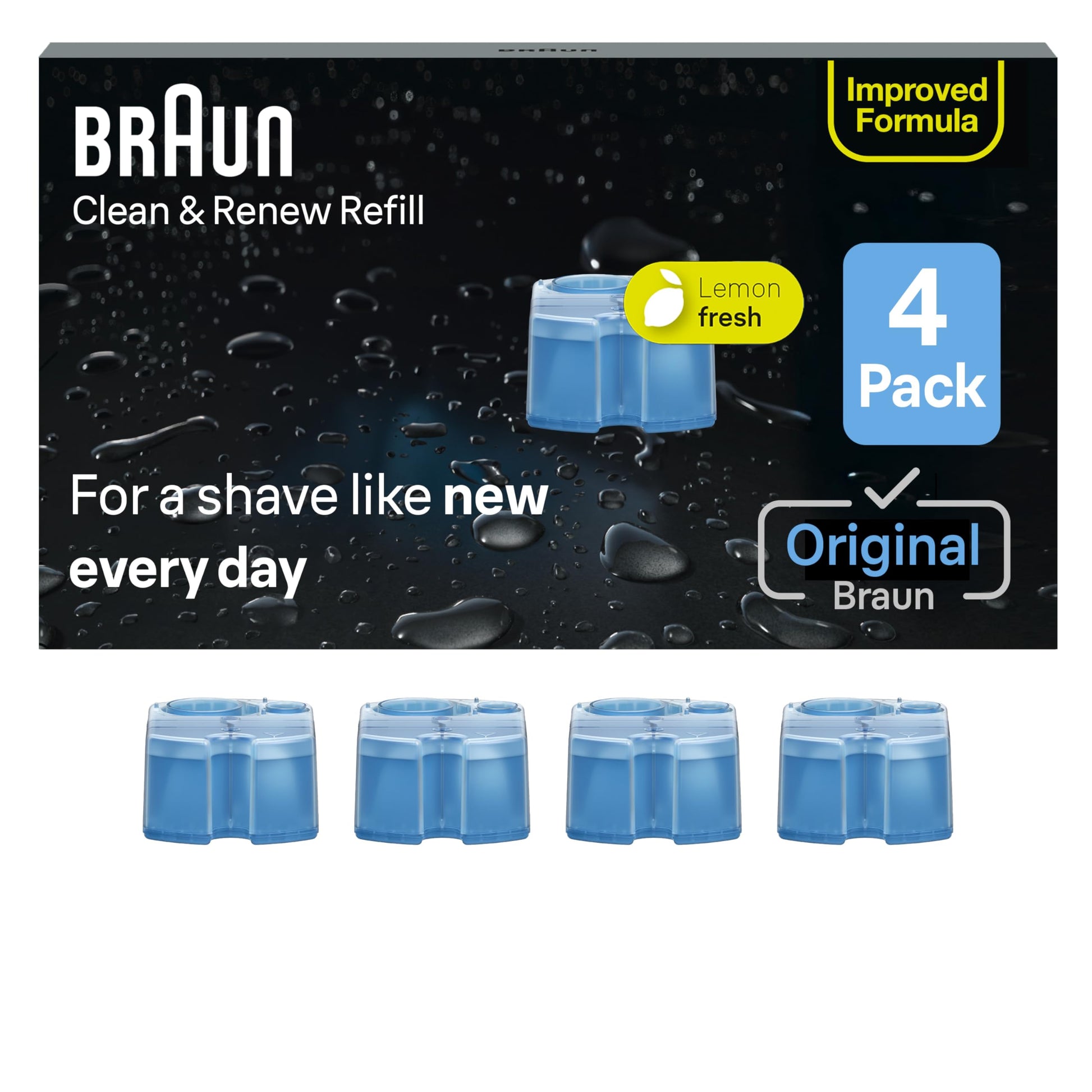 Buy now Braun Clean & Renew Refill Cartridges CCR, Replacement Shaver Cleaner Liquid Solution for Clean&Charge System, Pack of 4 at indiglob india