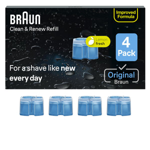 Buy now Braun Clean & Renew Refill Cartridges CCR, Replacement Shaver Cleaner Liquid Solution for Clean&Charge System, Pack of 4 at indiglob india