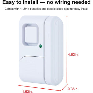 GE Personal Security Window and Door Alarm, 4 Pack, DIY Protection, Burglar Alert, Wireless Chime/Alarm, Easy Installation, Home Security, Ideal for Home, Garage, Apartment and More, White, 45174