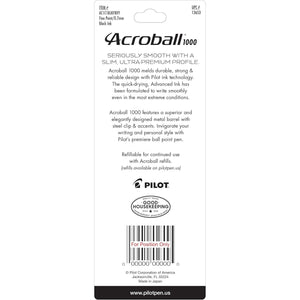 PILOT Acroball 1000 Ultra-Premium Refillable & Retractable Ball Point Pen, Navy Barrel, Fine Point, Black Ink, Single Pen (13653)