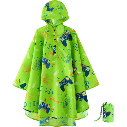 WAWSAM Lightweight Kids Rain Poncho Reusable Toddler Raincoat Waterproof Rain Jacket