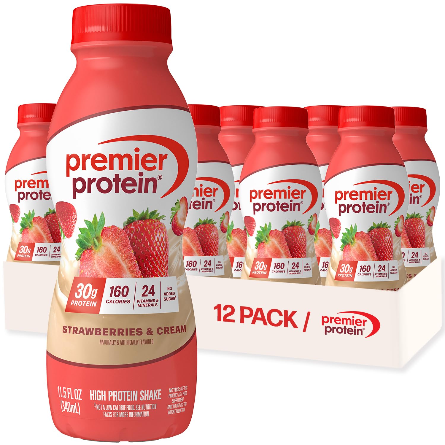 Buy now Premier Protein Shake, Peaches & Cream, 30g Protein, No Added Sugar, 24 Vitamins & Minerals to Support Immune Health, 11.5 fl oz, 12 Pack (Packaging May Vary) at indiglob india